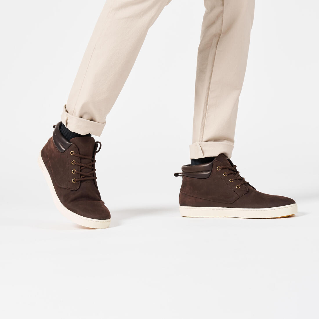 Chaussures bateau homme en cuir imperméable 500 marron foncé