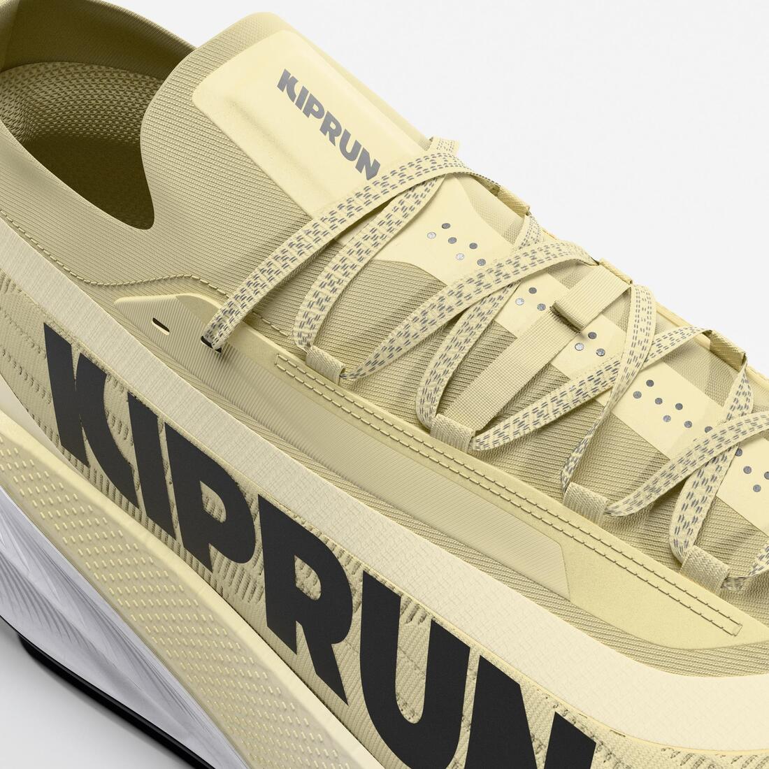 Chaussures de running trail plaque carbone femme, Kiprun kipsummit race beige