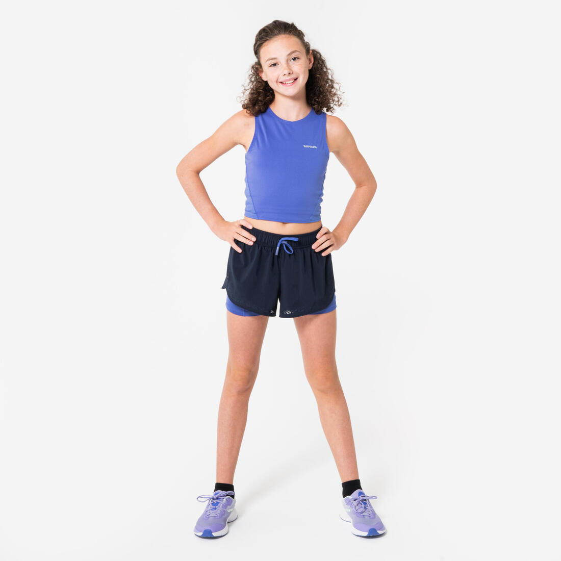 Short cuissard de running respirant Fille - KIPRUN DRY 900 marine
