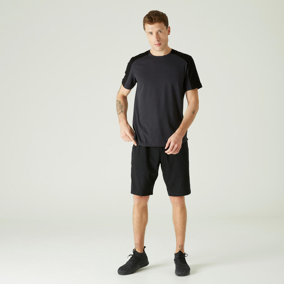 T-shirt fitness manches courtes slim coton extensible col rond homme