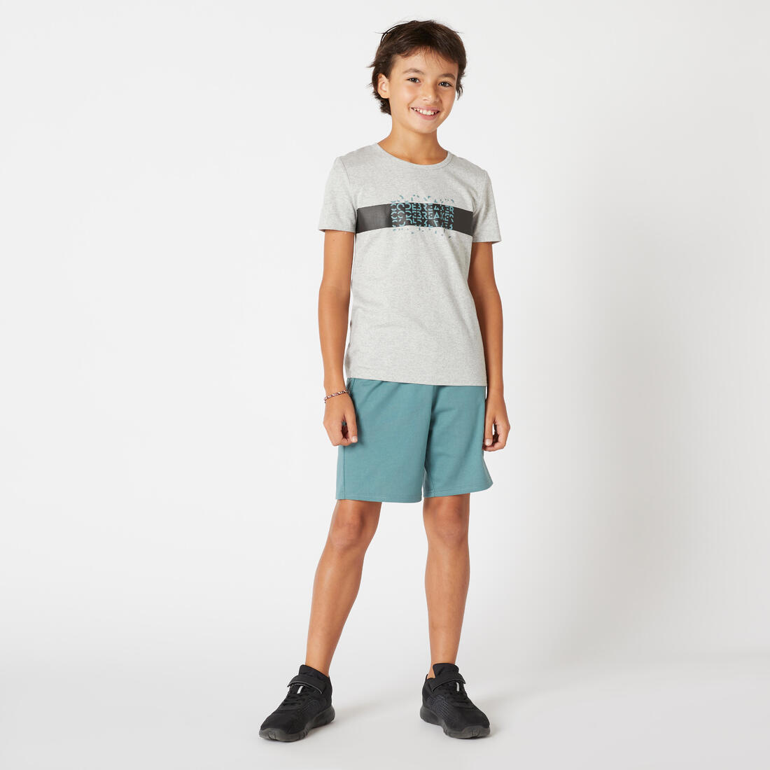 T-shirt enfant coton - Basique bleu jean avec imprimé