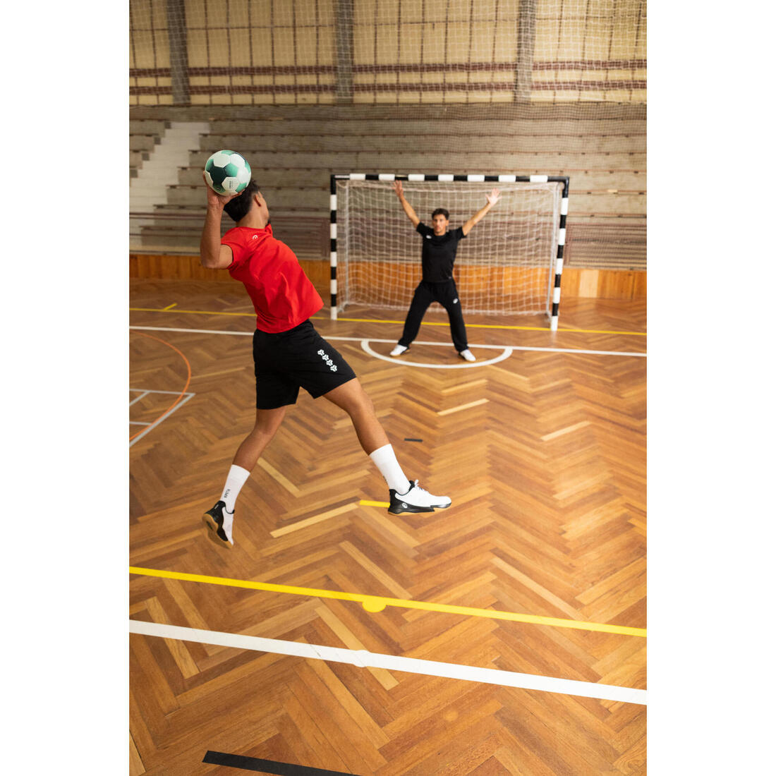Chaussures de handball adulte, HB100 noir blanc