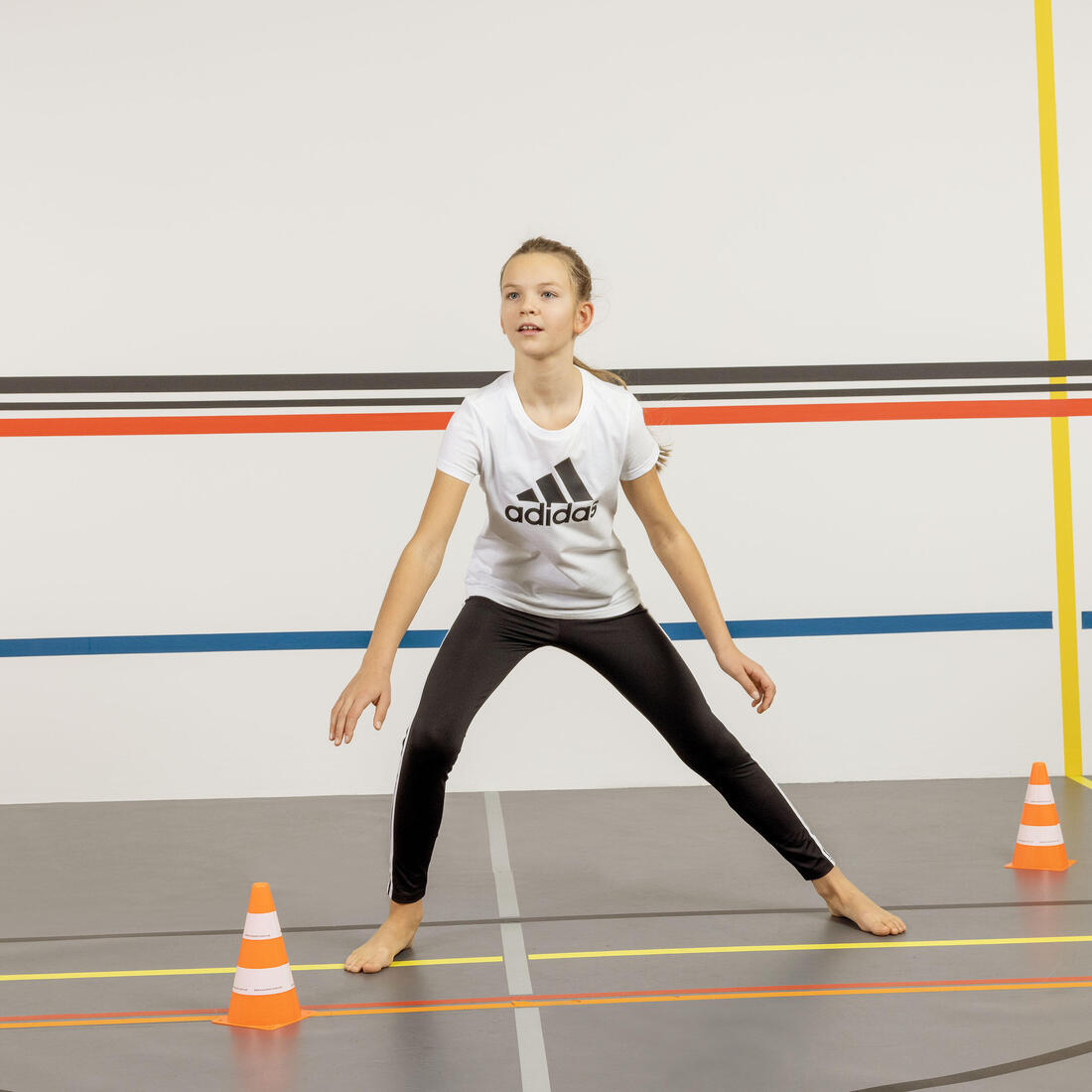 T-shirt adidas fille - blanc logo noir
