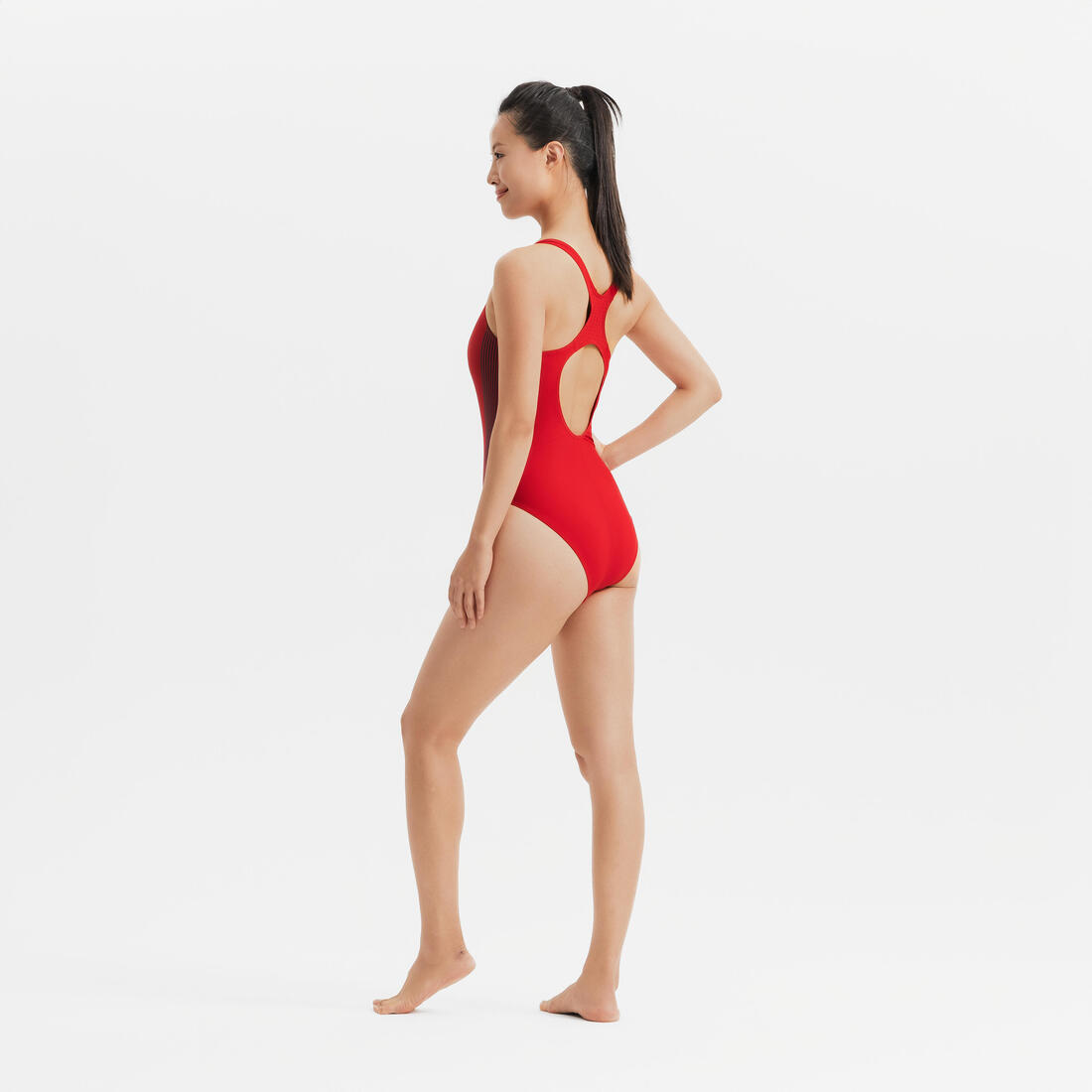 Maillot de bain 1 pièce natation femme, kamyleon 500 geol black