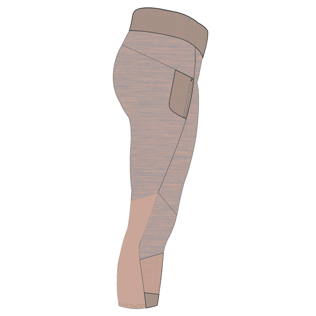 Legging court running respirant femme - Dry+ Feel noir