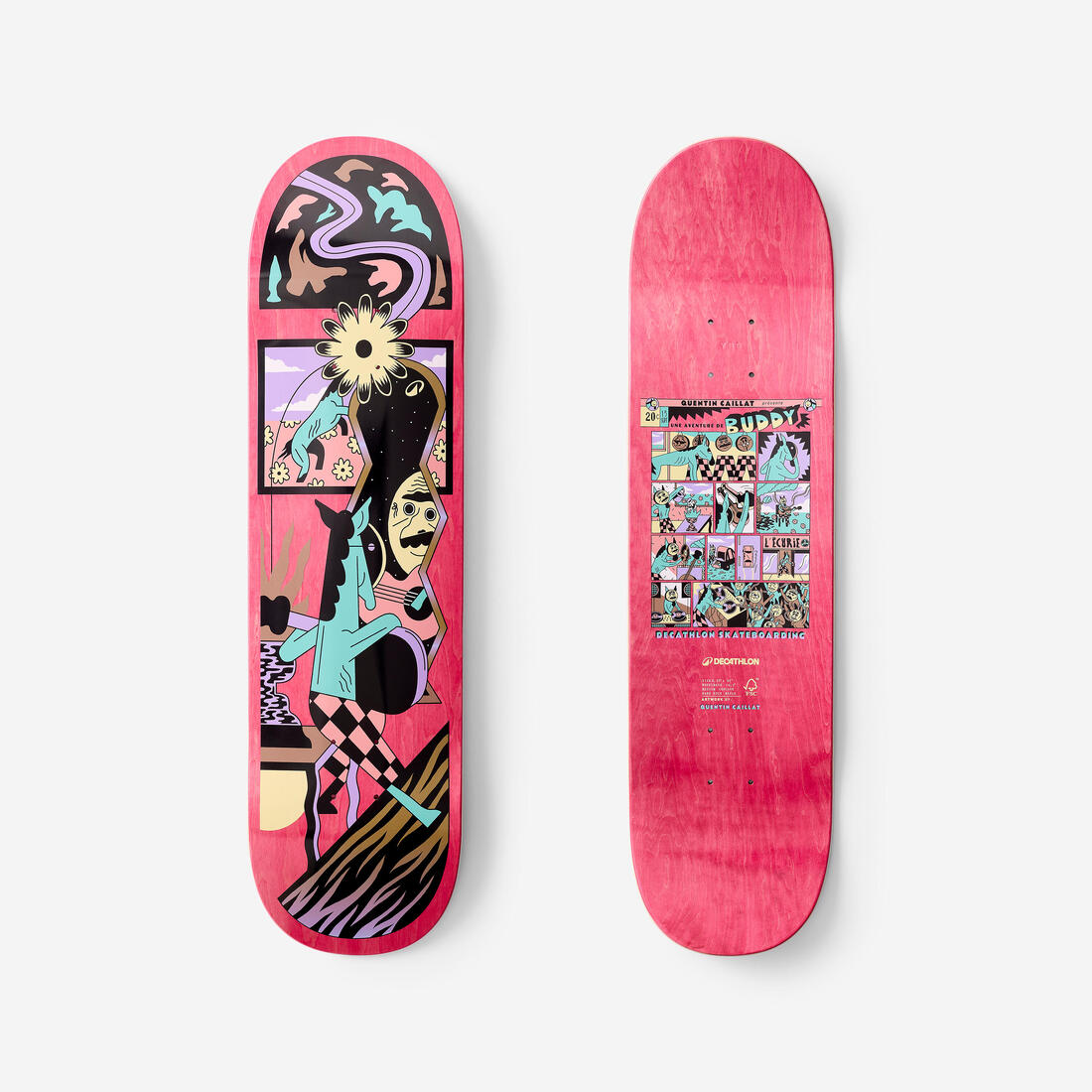 PLANCHE DE SKATE ERABLE DK500 POPSICLE TAILLE 8". GRAPHISME PAR QUENTIN CAILLAT