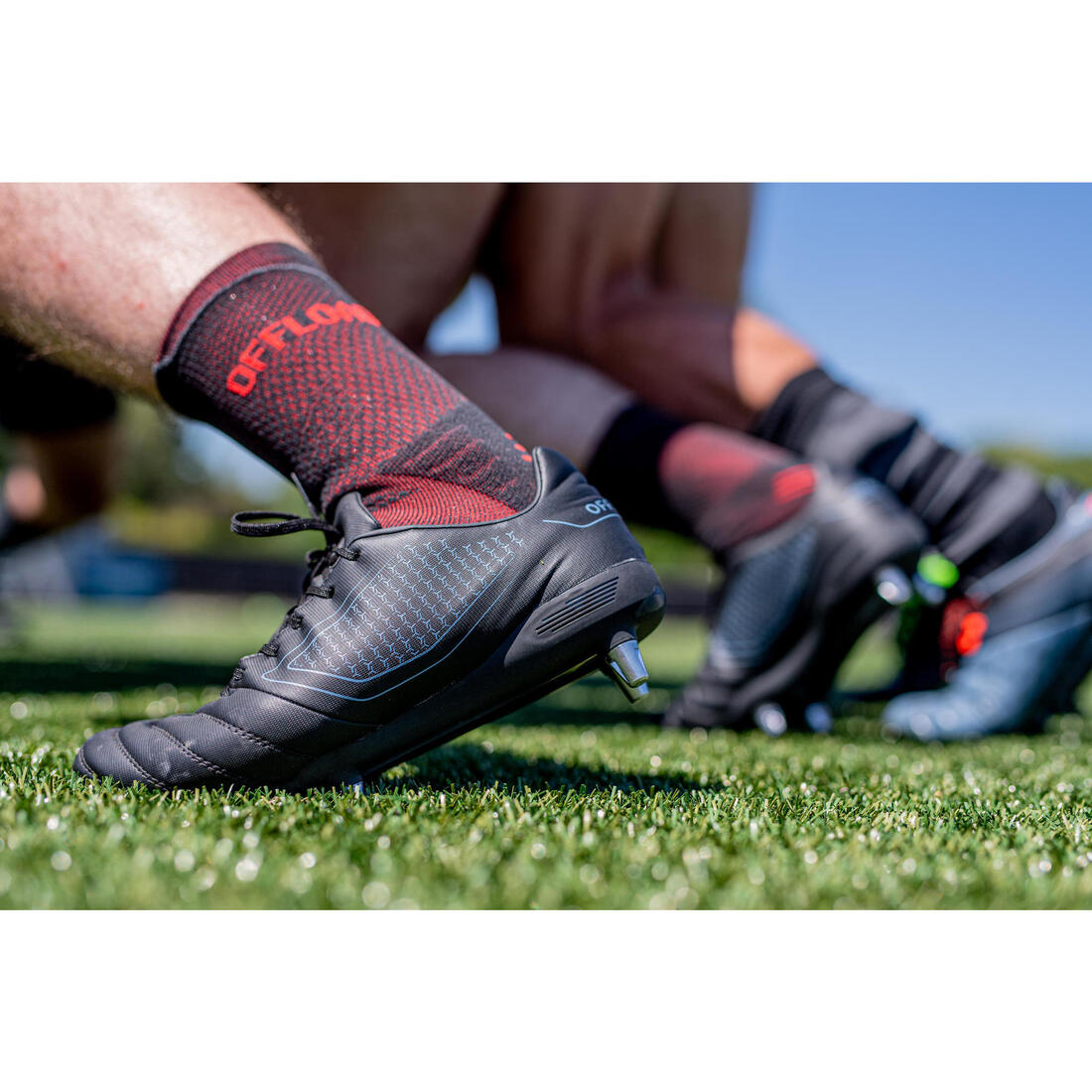 Chaussettes de rugby antidérapantes R500 Mid