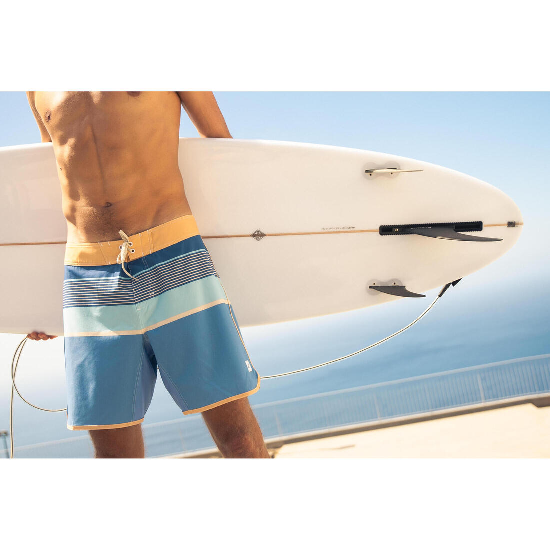 Boardshort surf short de bain surf mi-long 18" homme, 500 Marin