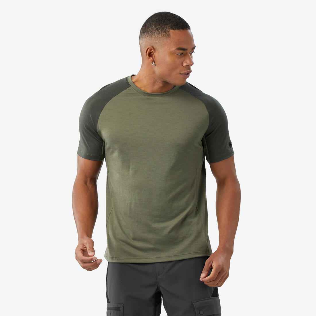 T-shirt manches courtes en laine mérinos homme, Merino Resist – vert kaki bronze
