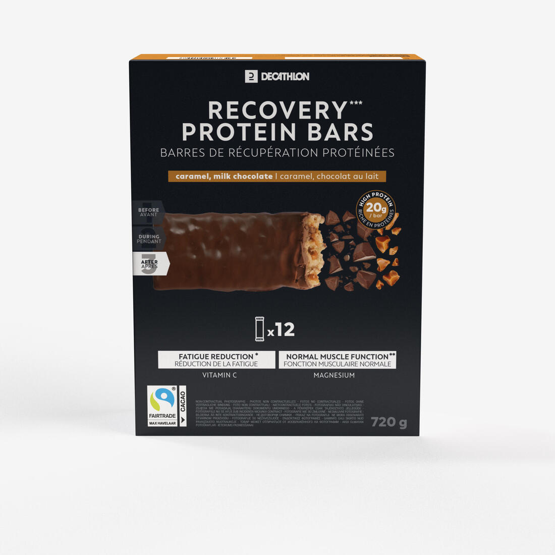 Barre protéinée de récupération chocolat au lait caramel, x12