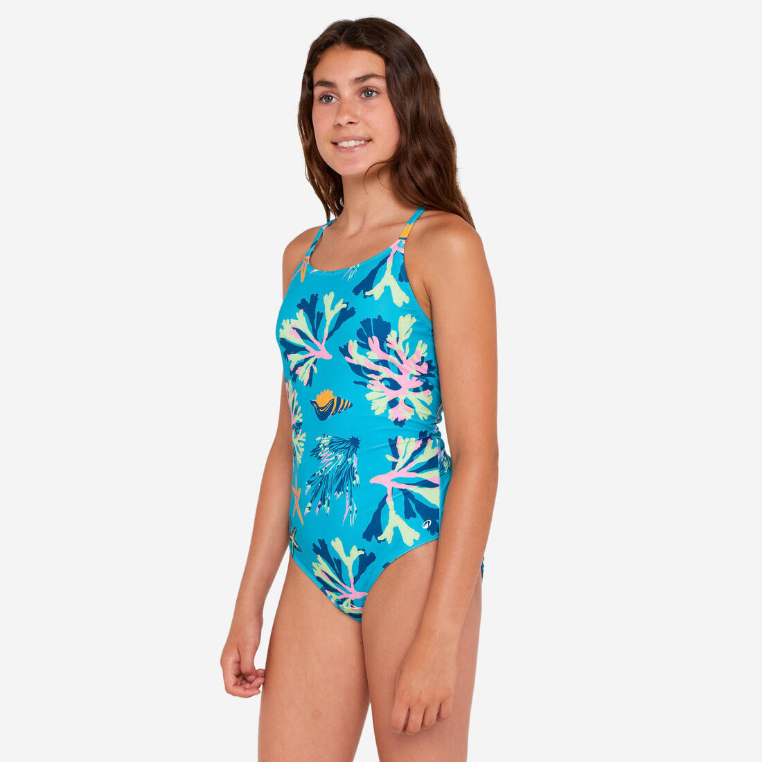 Maillot de bain 1 pièce natation Fille - 100 Lila ataa pupu turquoise