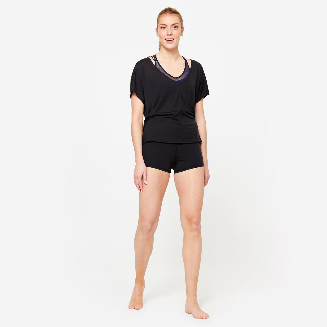 Short danse moderne taille haute femme - noir