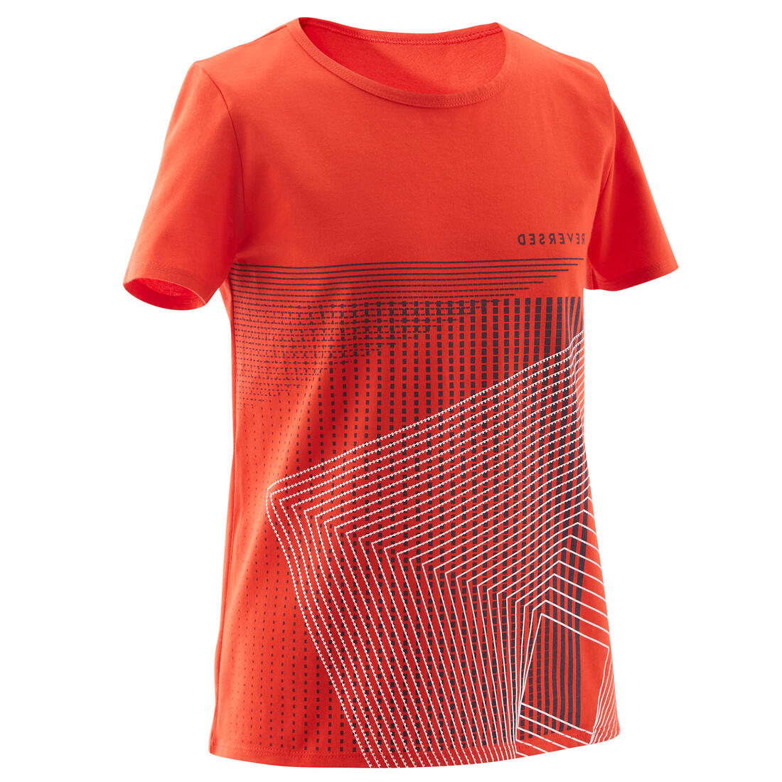 T-shirt manches courtes 100 garçon GYM ENFANT bleu ciel imprimé – rouge écarlate