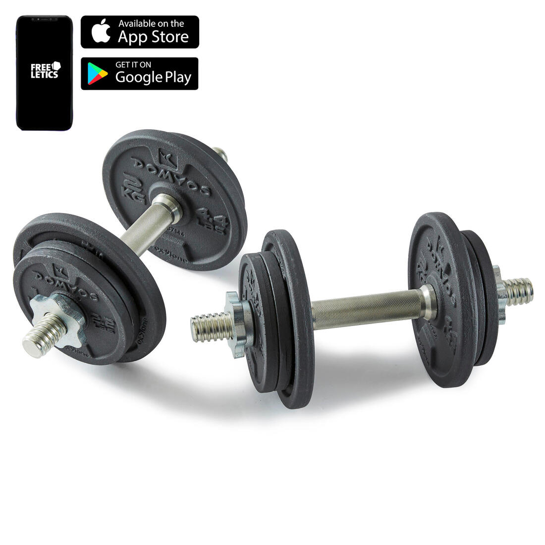 Kit haltères de musculation 20 kg avec disque de fonte en partie recyclée