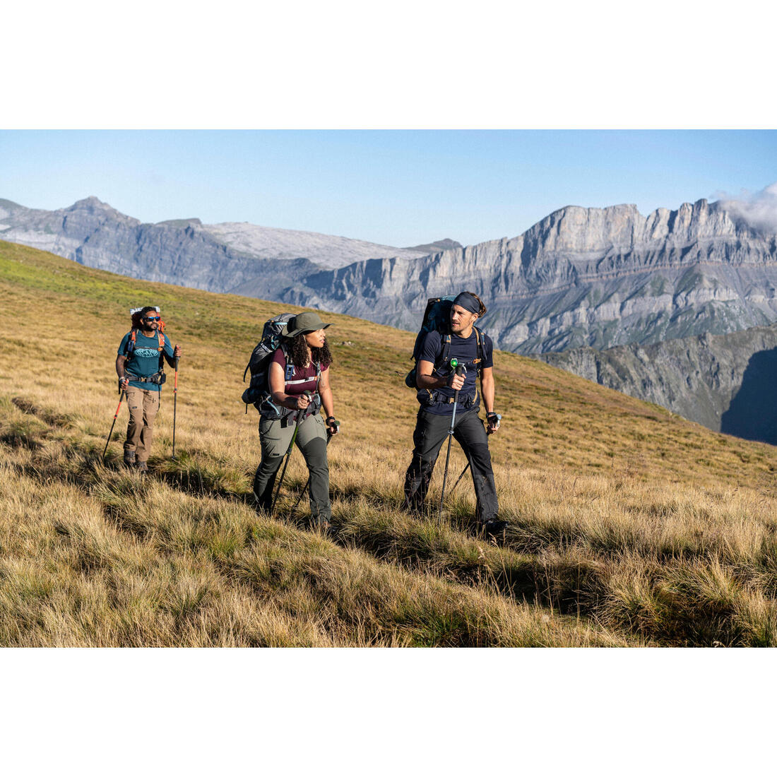 T-shirt de trek manches courtes en laine mérinos  - homme - mt500