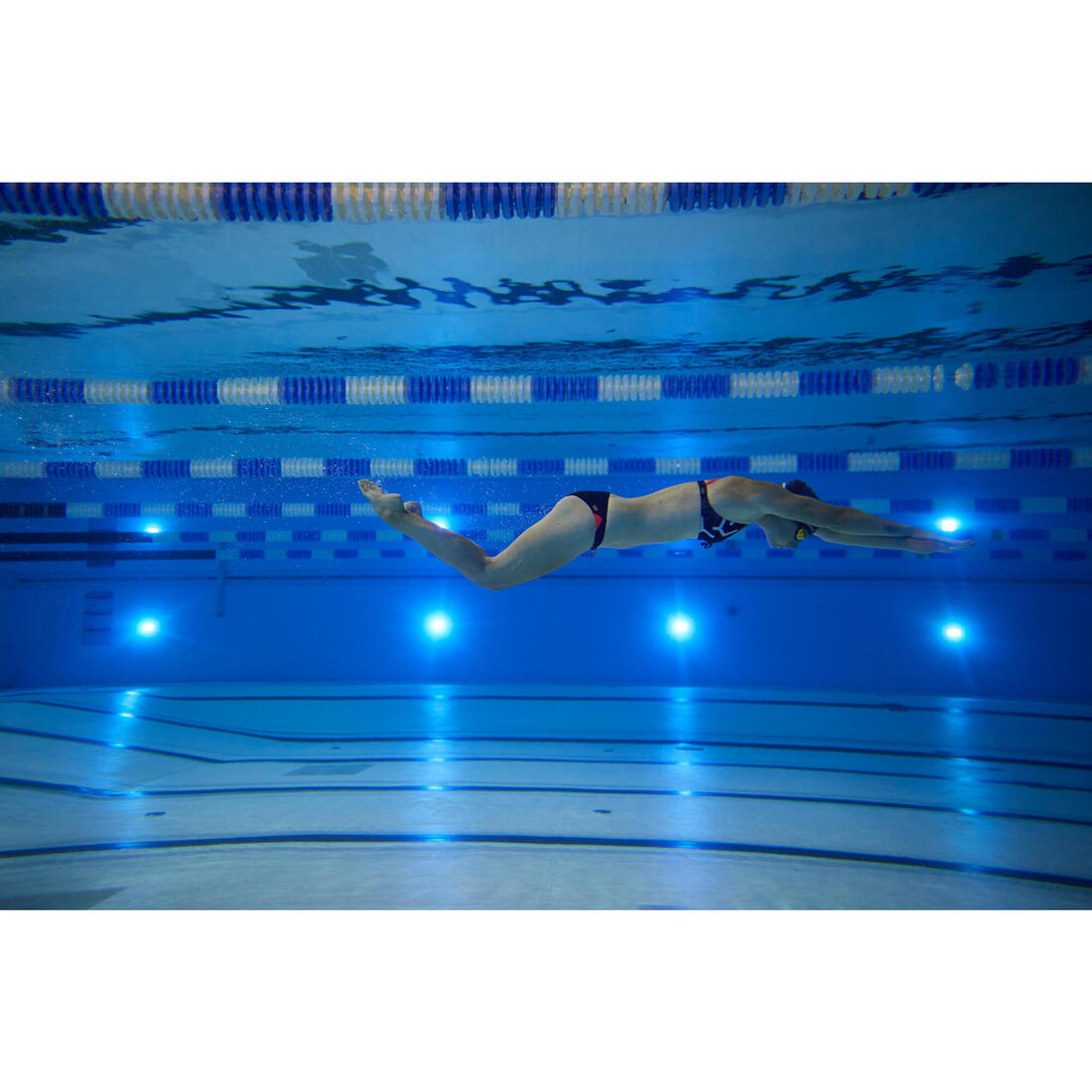 Haut de maillot de bain de natation femme Jana bleu et corail
