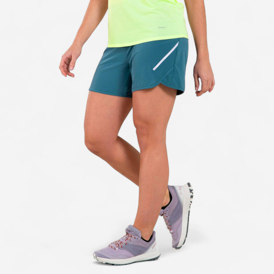 Short de trail running baggy femme noir – bleu ardoise