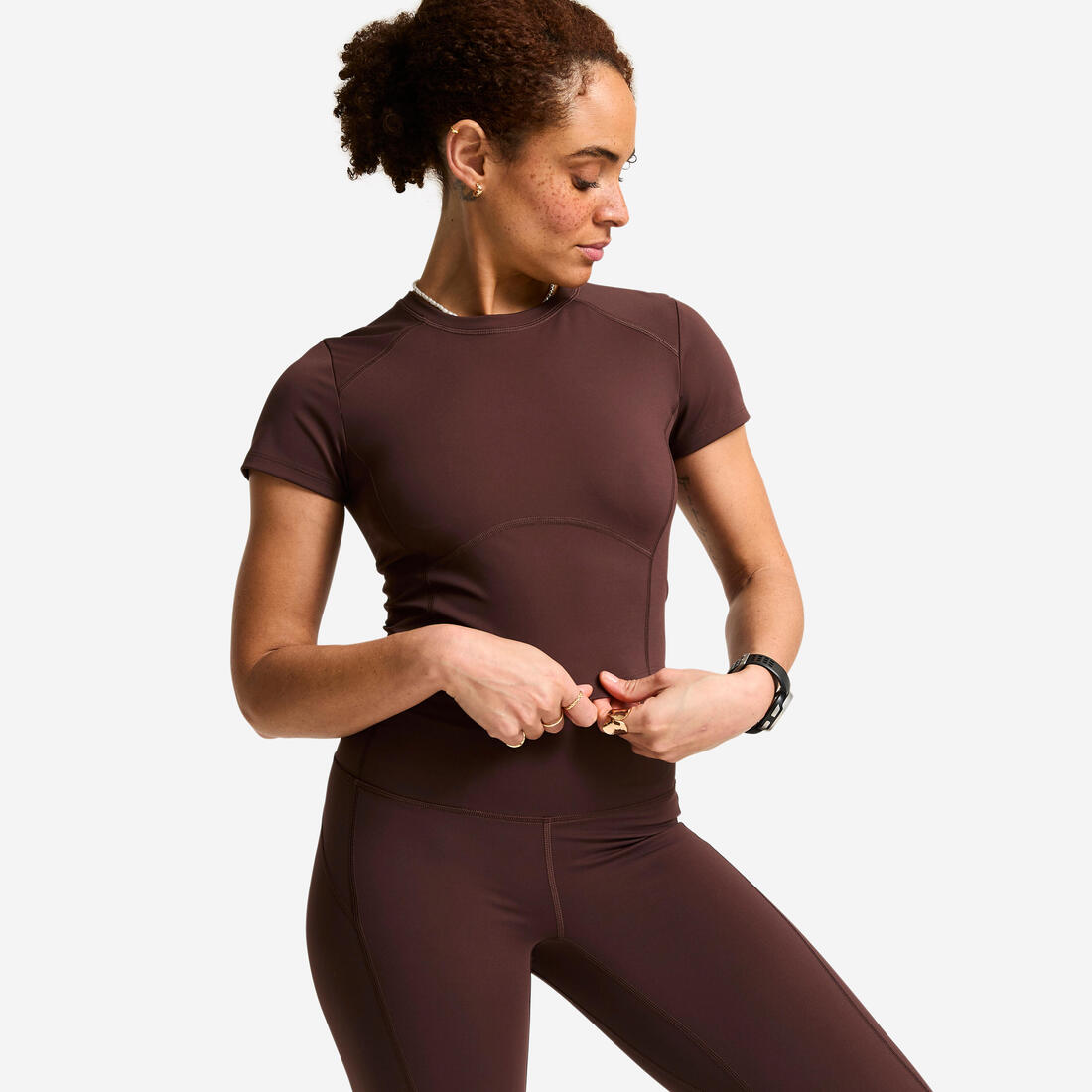 T-shirt de sport manches courtes femme, Shape foncé