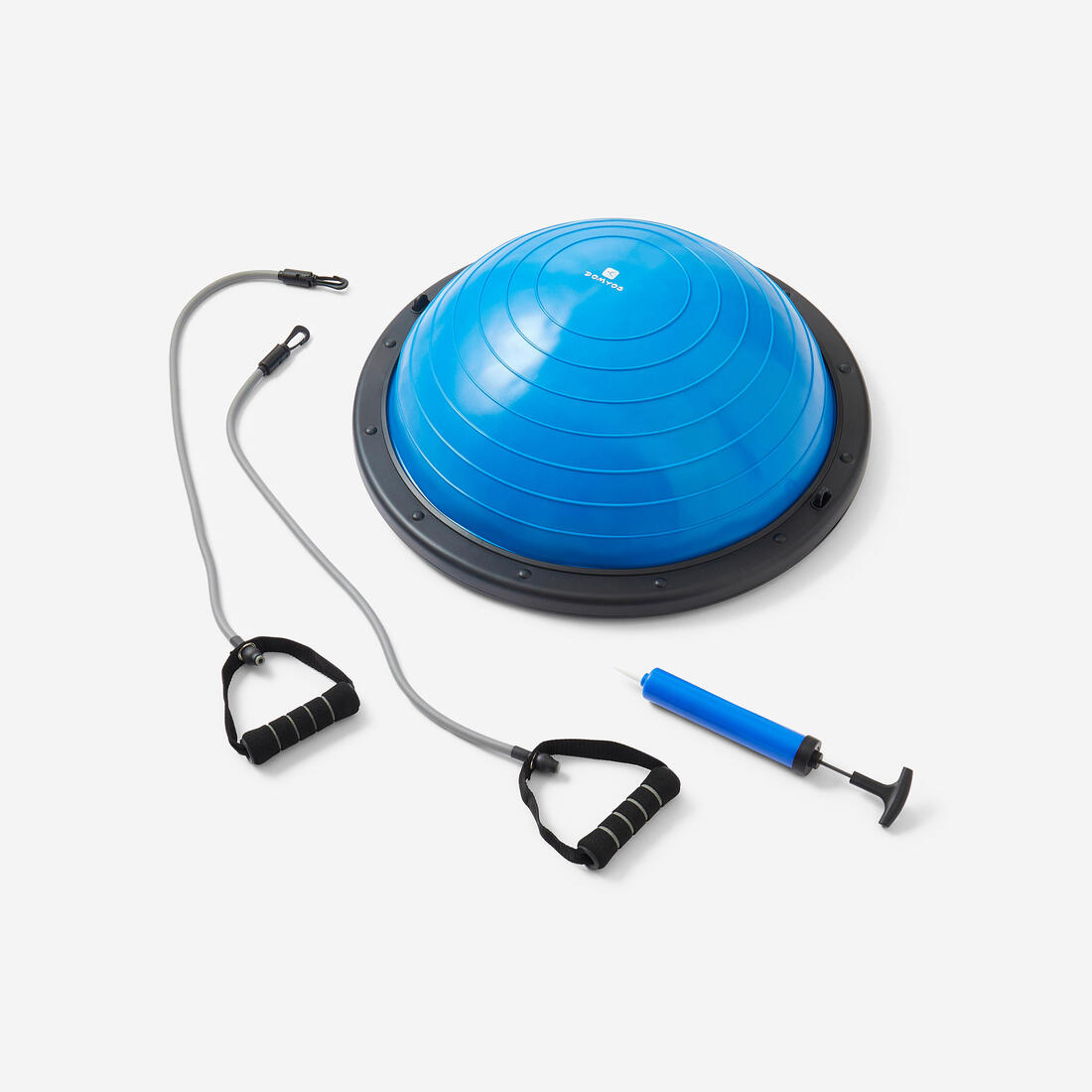 Station d'équilibre fitness réversible avec élastiques, bleu