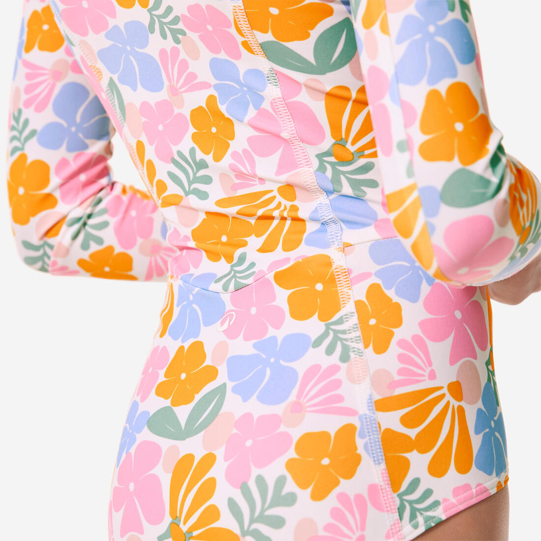 Maillot de bain surf 1 pièce manches longues anti-UV fille, Loulou rayures