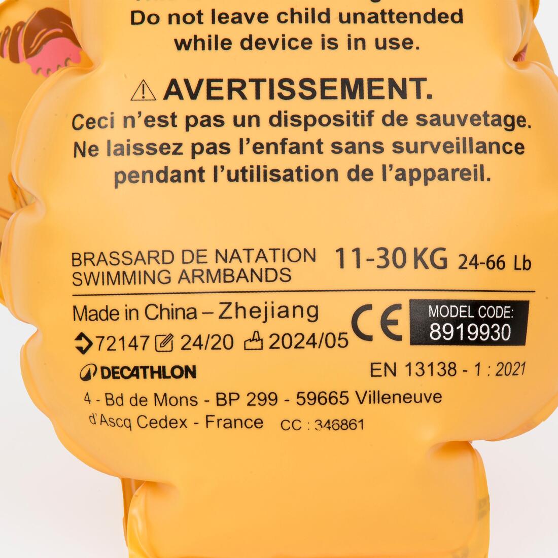 Brassards de piscine enfants rose imprimé "fleurs " 11-30 kg