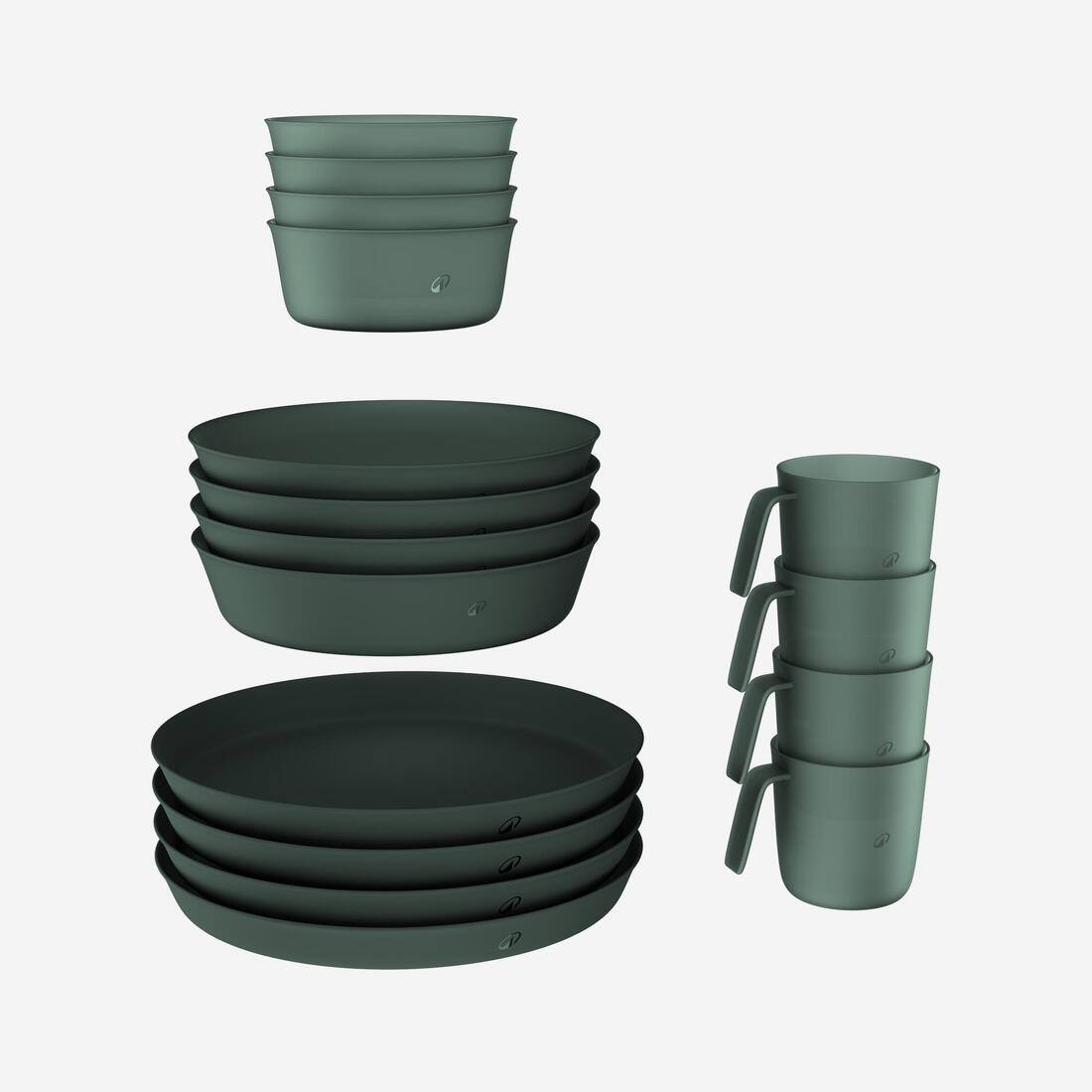 Kit vaisselle de camping 500 pour 4 personnes avec 8 assiettes 4 bols 4 verres