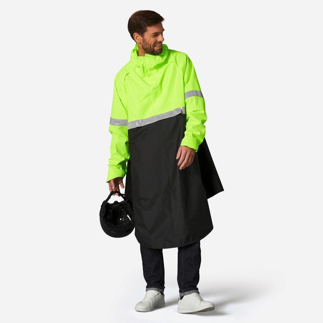 Poncho pluie visibilite jour nuit 560 noir jaune fluo
