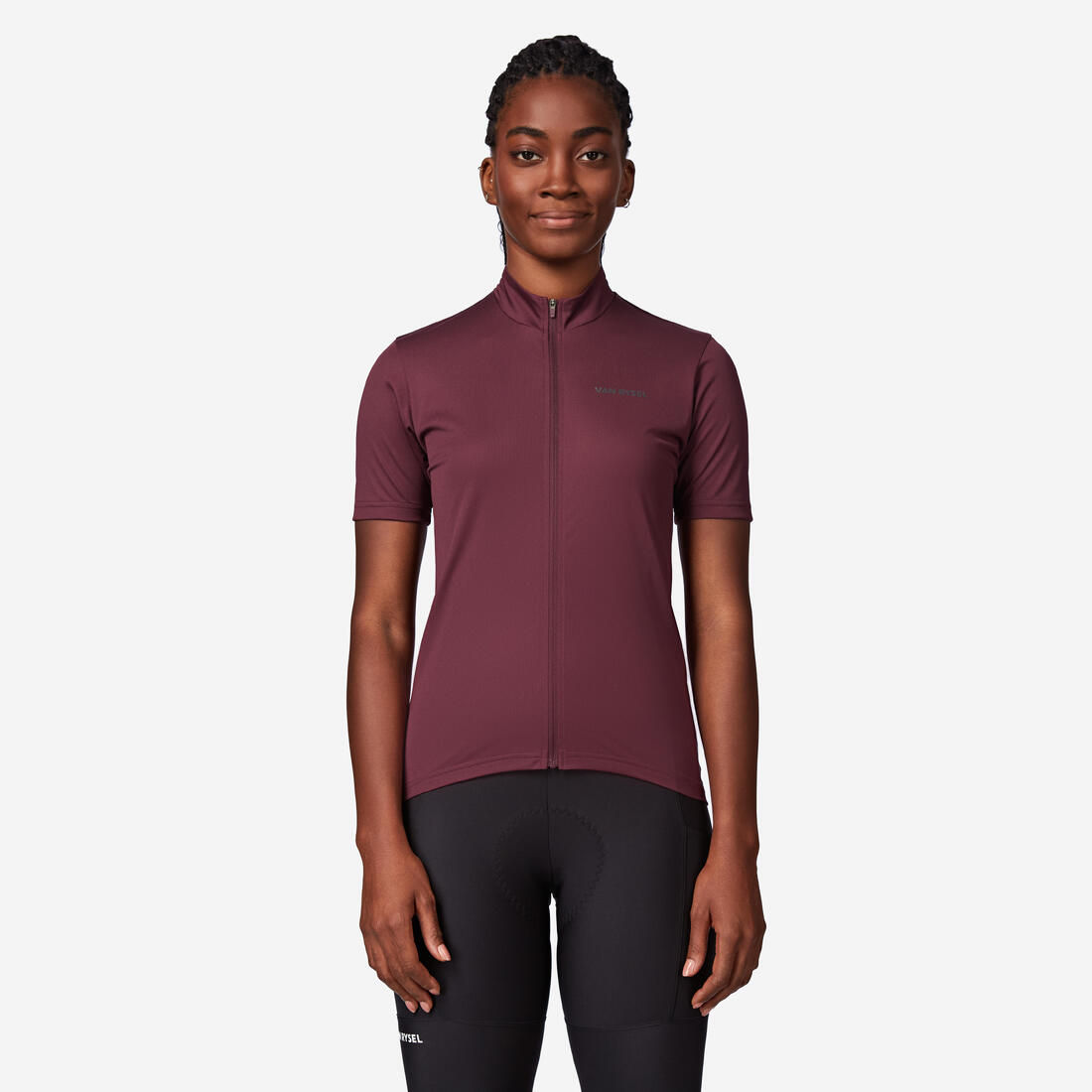 Maillot manches courtes  de vélo de route femme, Essential bordeaux