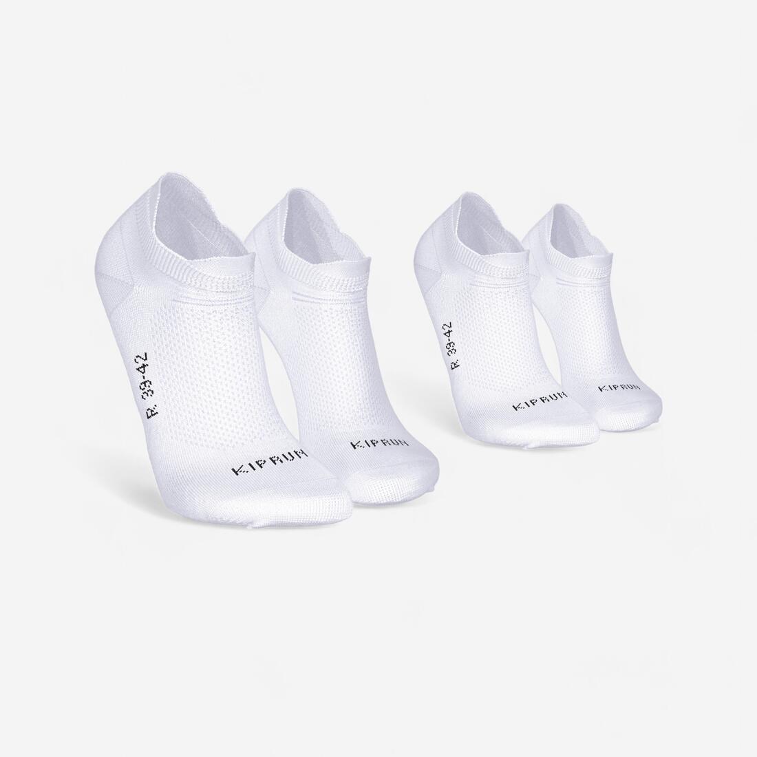 LOT de 2 PAIRES de CHAUSSETTES DE RUNNING RUN500 FINES INVISIBLES – blanc ultra