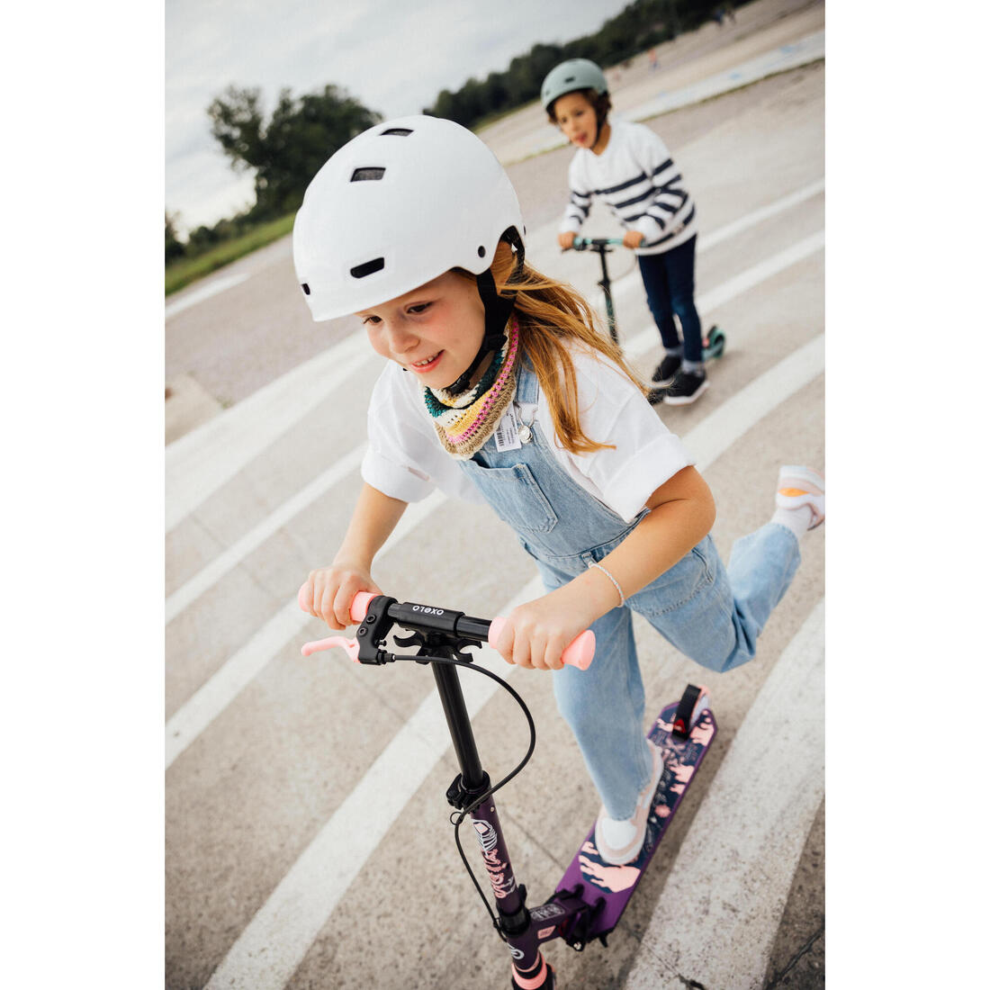 Trottinette enfant mid5 avec frein au guidon et suspension violette