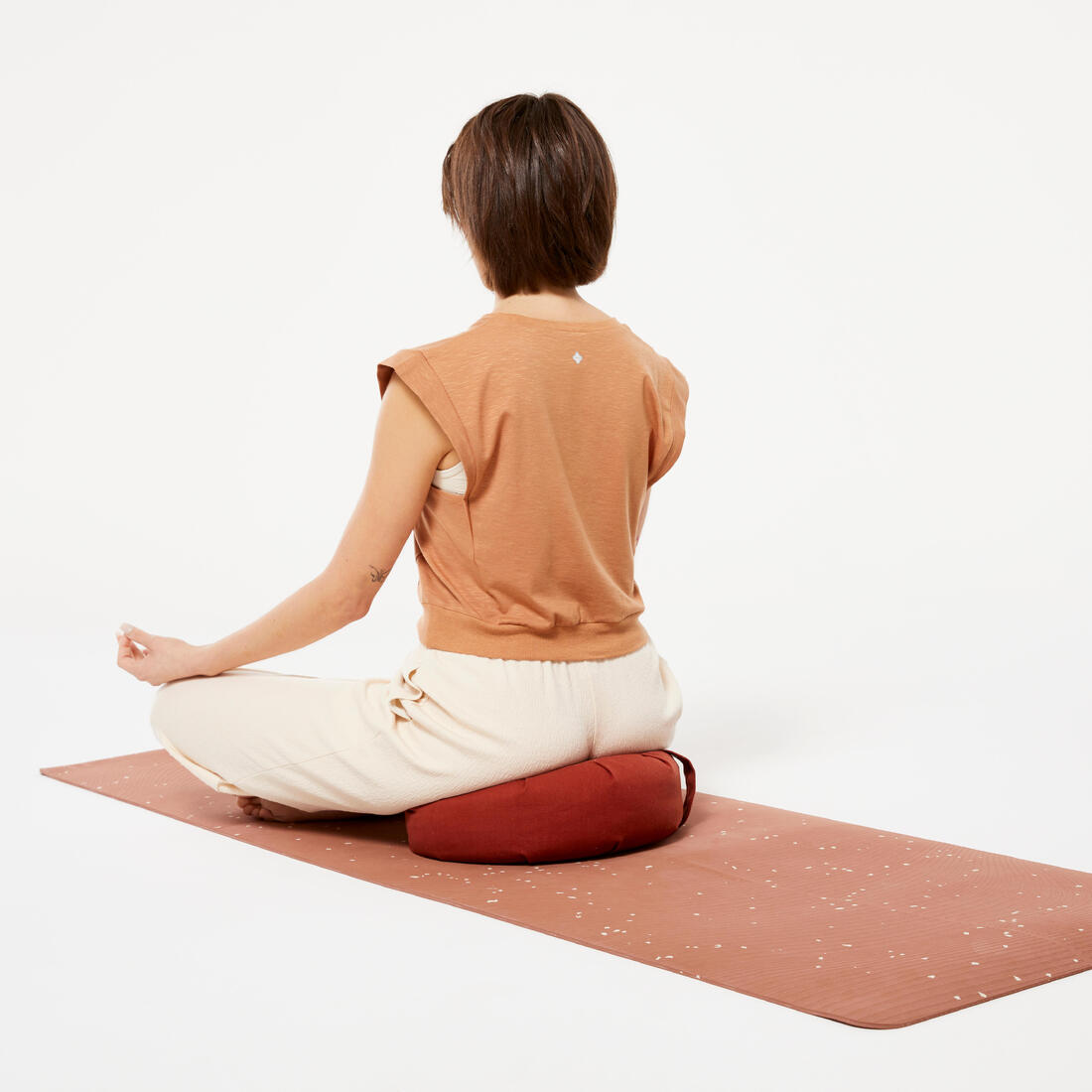 Zafu coussin rond de yoga et méditation, gris chine