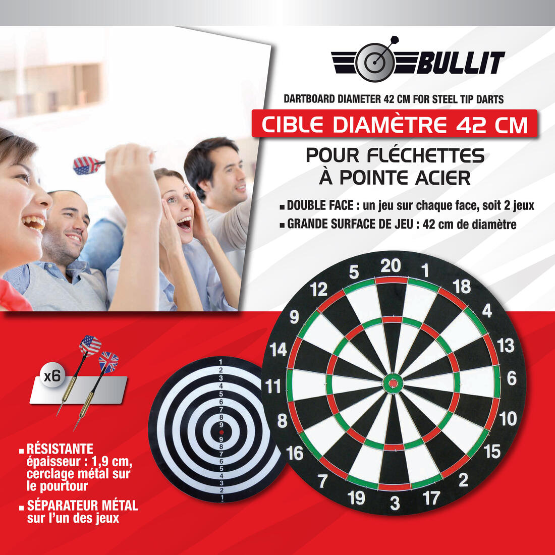 KIT CIBLE DE FLECHETTES POINTES ACIER