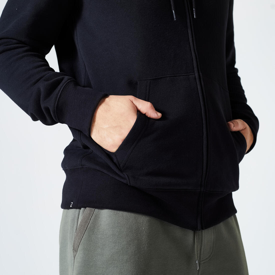 Sweat zippé à capuche de fitness en molleton homme