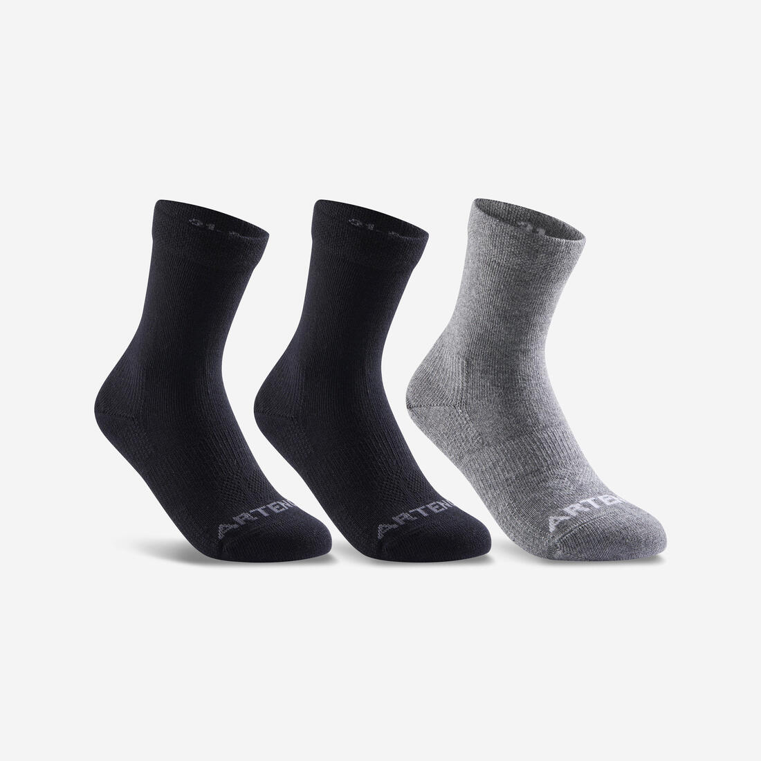 CHAUSSETTES DE SPORT ENFANT HAUTES ARTENGO RS 160 BLANC MARINE BLANC LOT DE 3