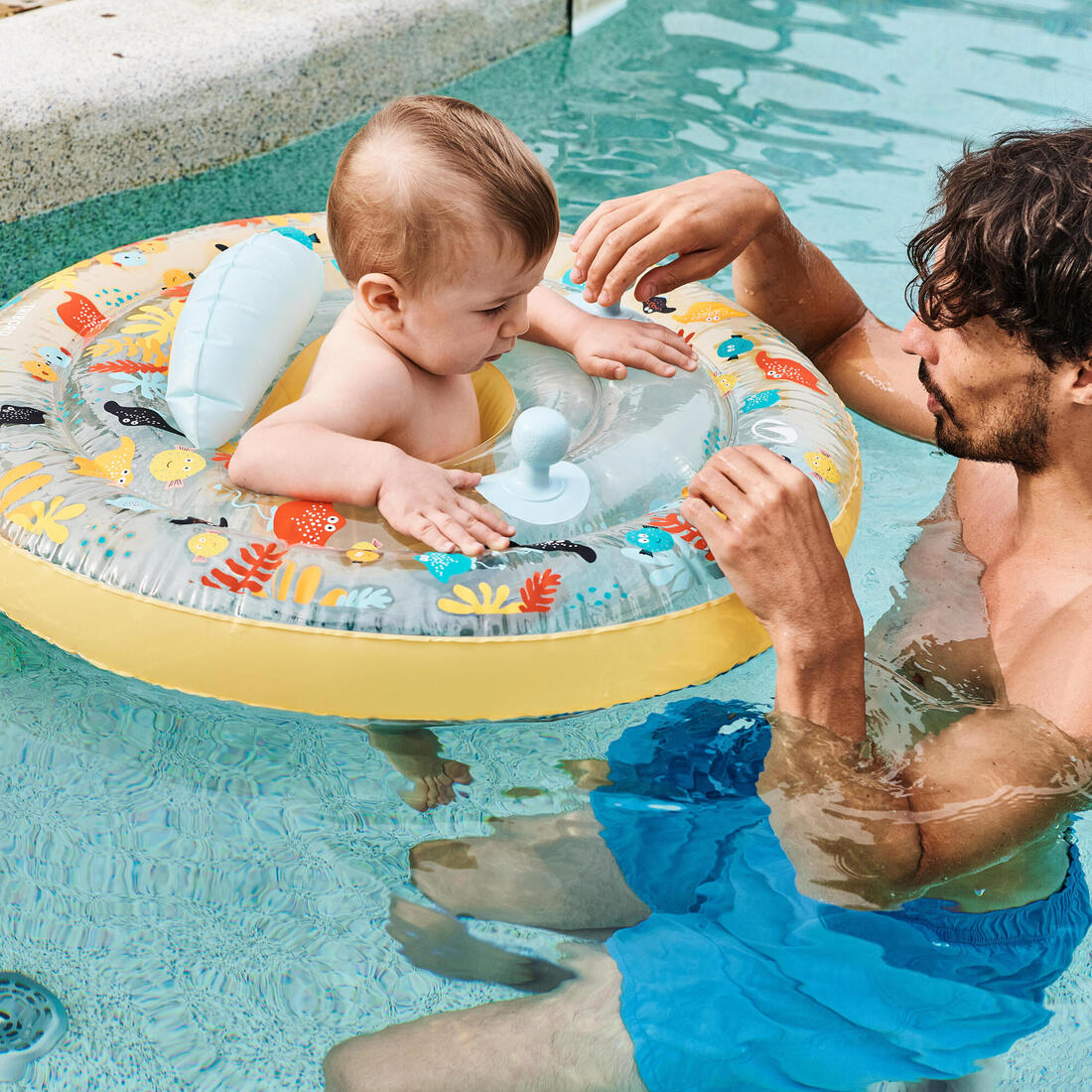 Bouée siège de piscine avec poignées Bébé 7-15kg - allfish jaune