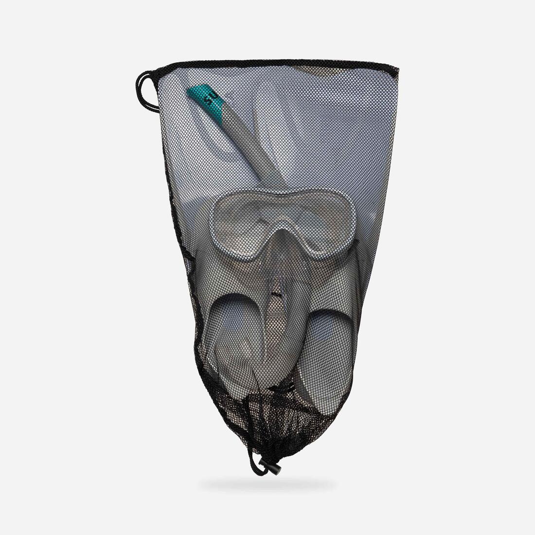 Kit de snorkeling enfant palmes masque tuba SNK 500 bleu gris menthe pastel