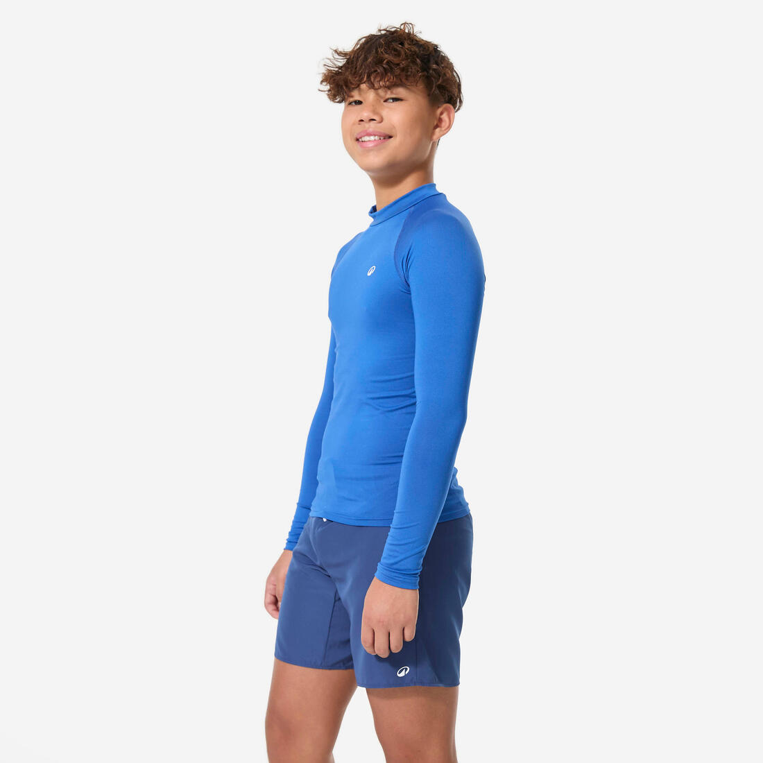 Top anti-uv surf manches longues enfant, 100 bleu
