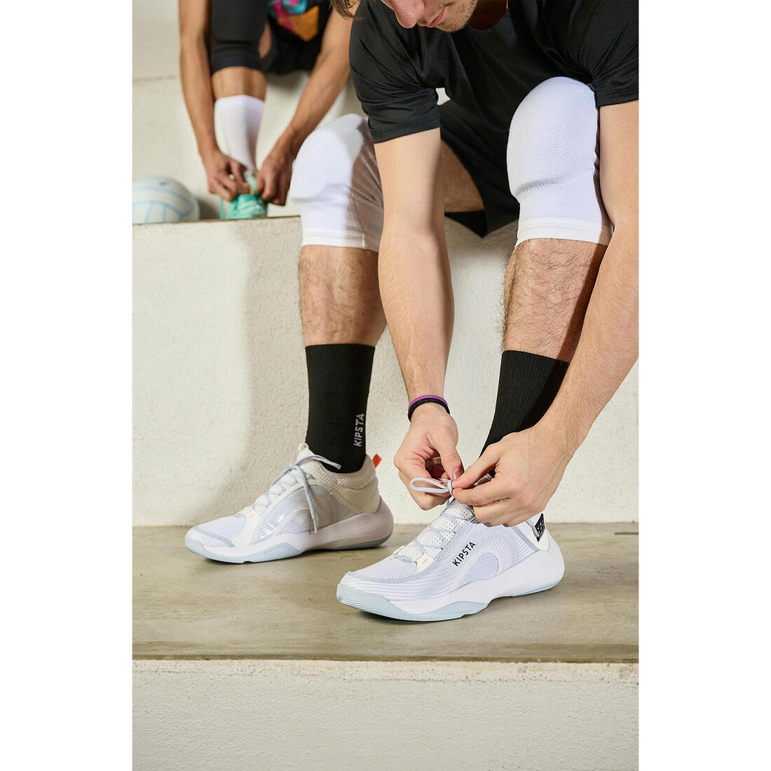 Chaussettes de volley-ball VSK500 Mid blanches