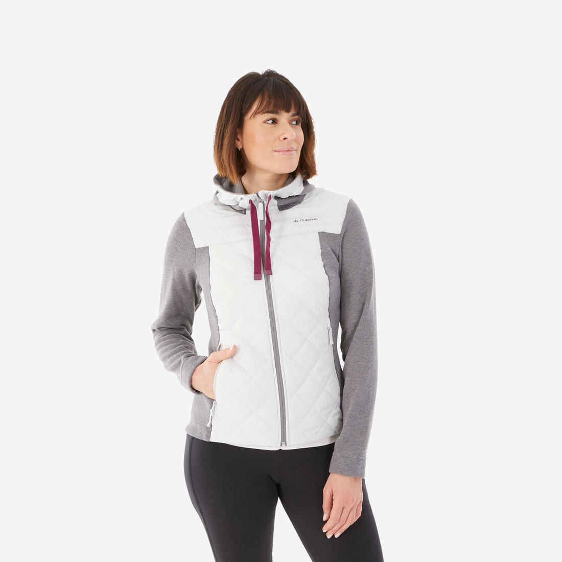 Sweat à capuche de randonnée - NH100 Hybrid - Femme – gris fonte