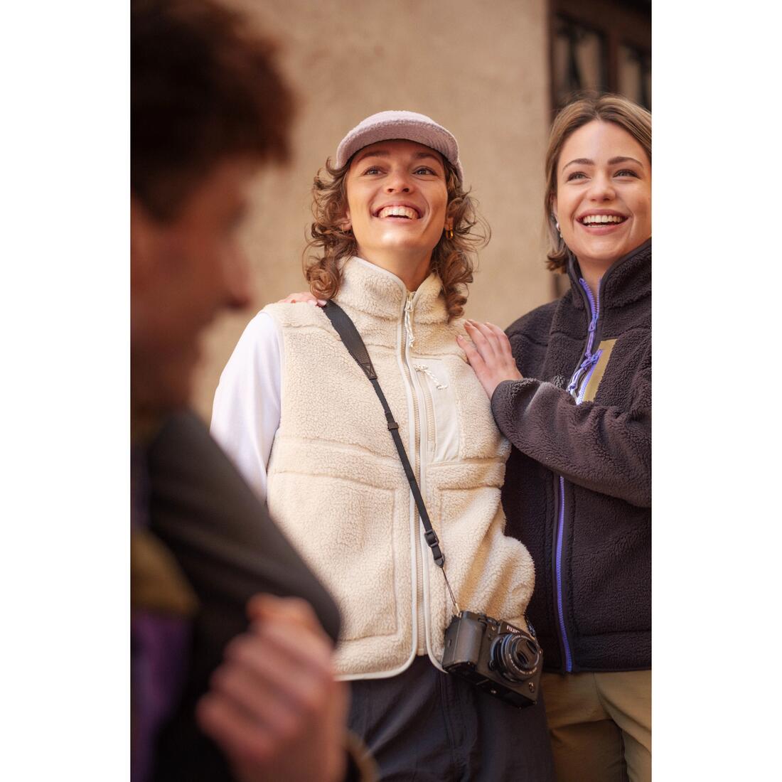 Gilet polaire de randonnée femme, sherpa MH500 beige