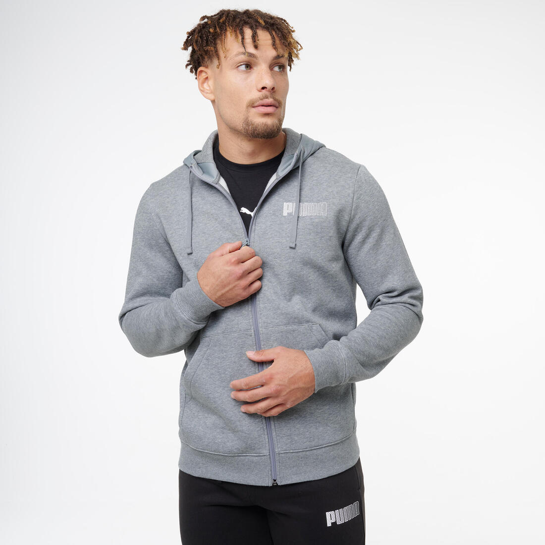 Sweat à capuche zippé en coton homme