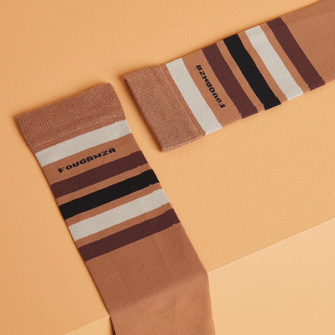 Chaussettes équitation adulte 100 noir rayures blanches et grises