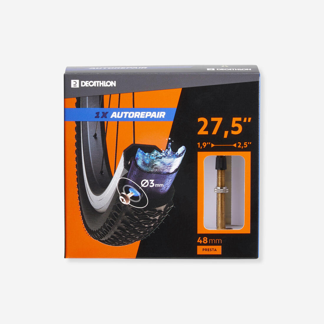 Chambre a air 27,5x1,90/2,50 auto reparante valve presta 48 mm