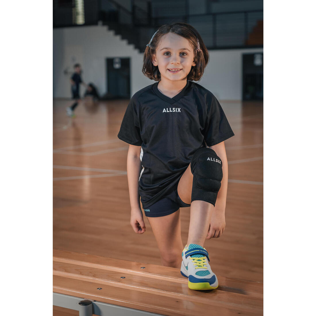 Chaussures de volley-ball vs100 confort à lacets blanche/blue et vert.