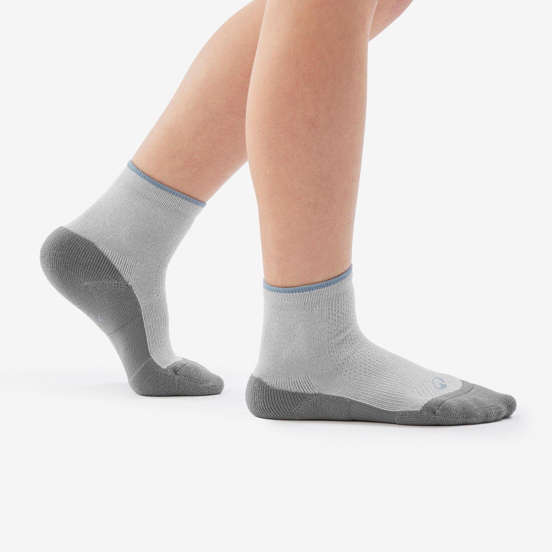 Chaussettes de randonnée mid (2 paires) 23 au 38 enfant, Hike 100 gris