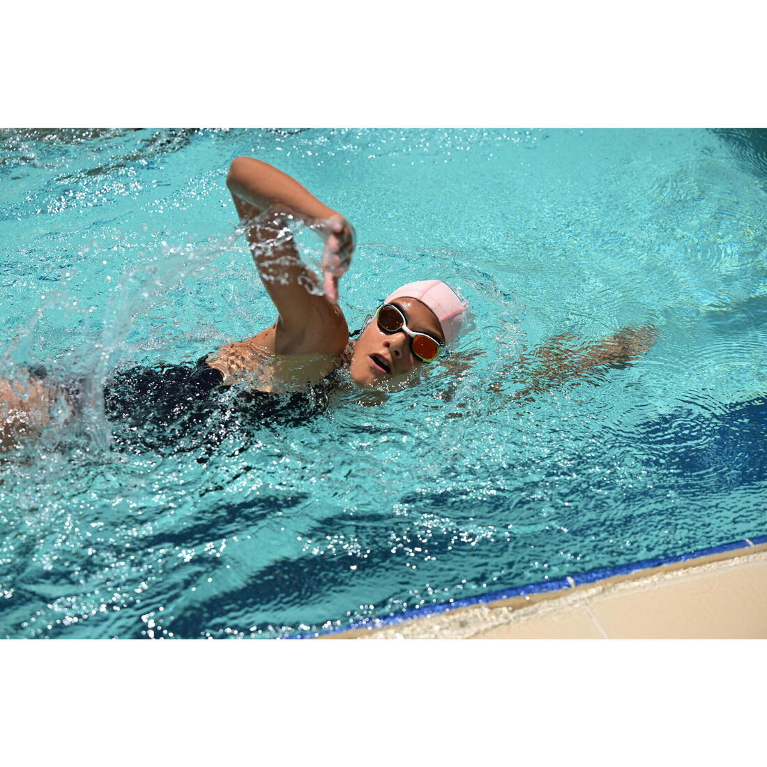Lunettes de natation Taille Unique - Bfit blanc teintés bleus - Nouvel anti-buée