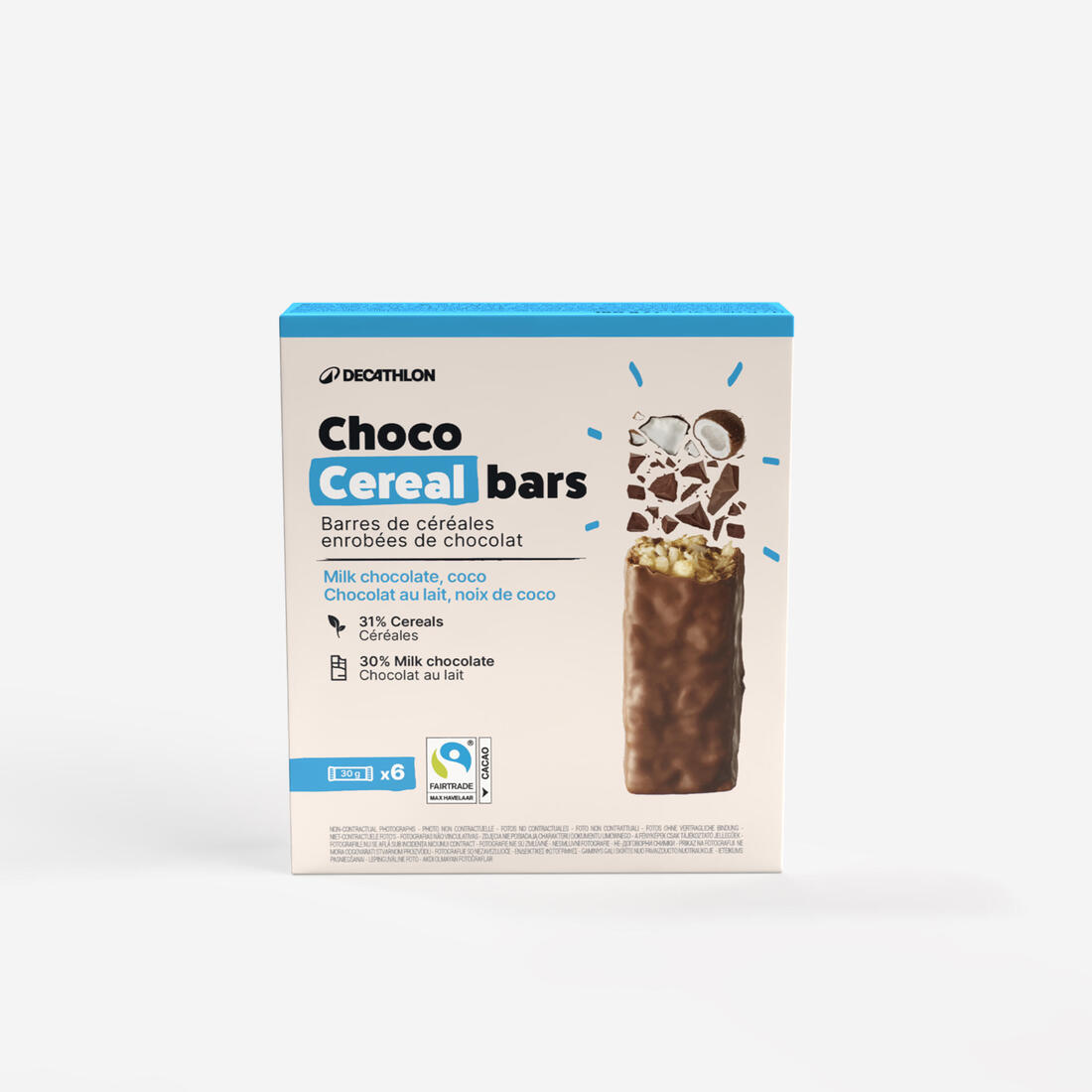 Barre de céréales coco enrobée chocolat au lait x6