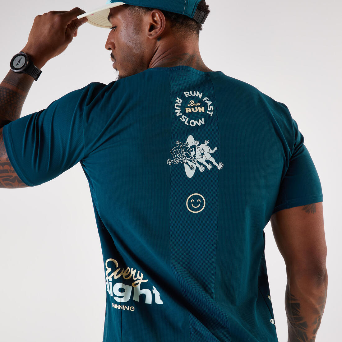 T-shirt de running respirant homme - kiprun run 900 light bleu et