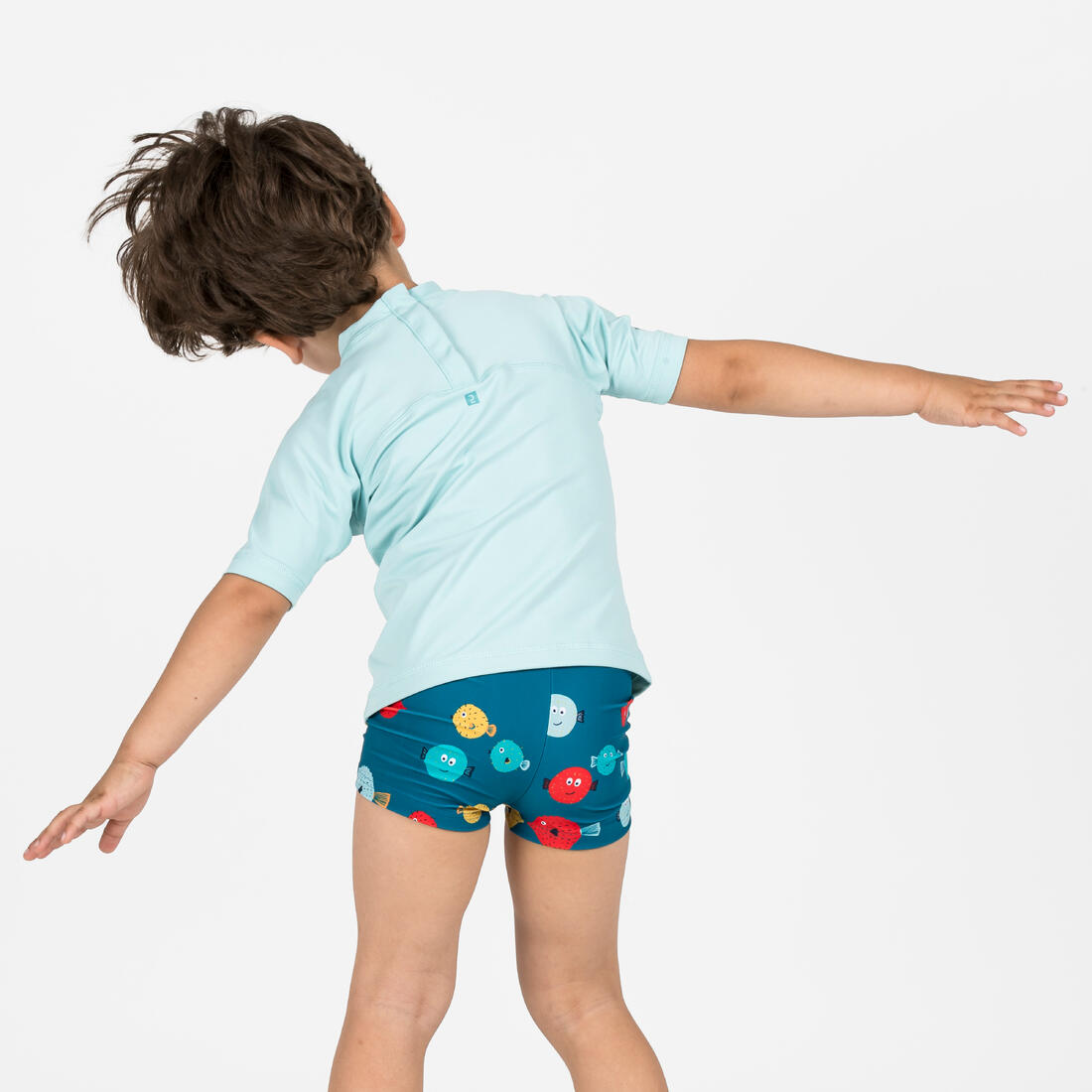 Boxer de bain bébé / enfant bleu imprimé crabes