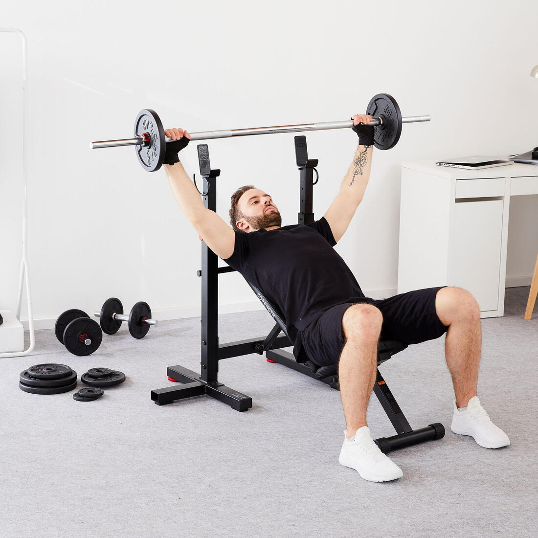 Banc de musculation avec chandelles pliables, inclinable - bench press fold